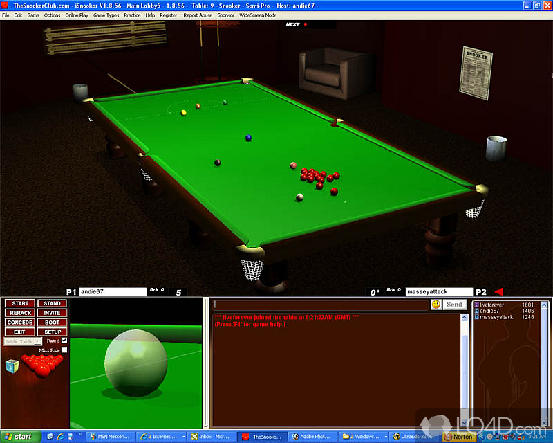 Play snooker against people across the world - Screenshot of iSnooker
