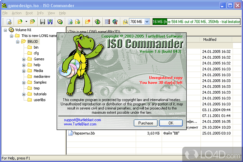 CD-ROM image file utility that can extract/edit/create ISO files - Screenshot of ISO Commander