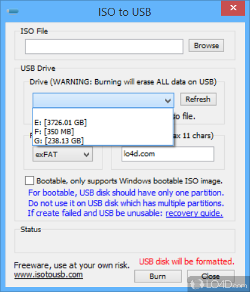 Create bootable USB to install Windows - Screenshot of ISO to USB