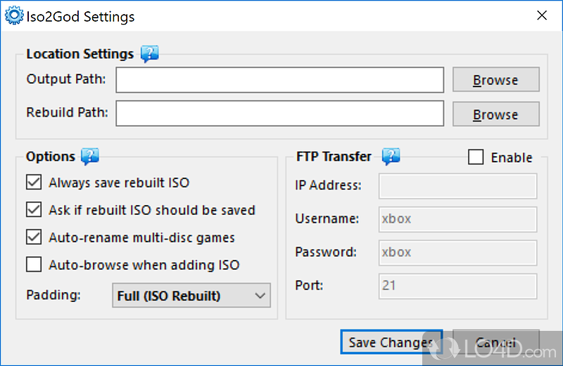 Process multiple ISOs at once and enable auto FTP transfers - Screenshot of ISO2GoD