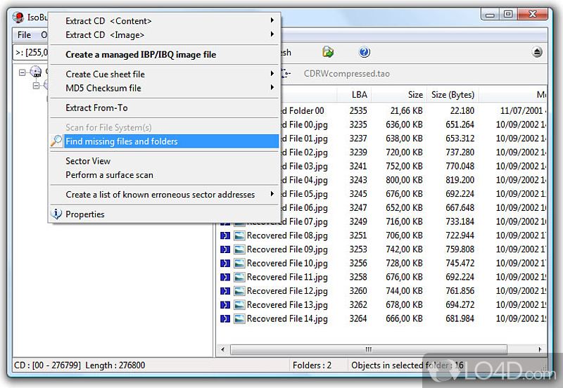 Data recovery tool - Screenshot of IsoBuster