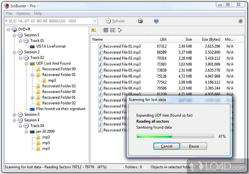 Data recovery suite that can retrieve all kinds of data from malfunctioning storage media - Screenshot of IsoBuster