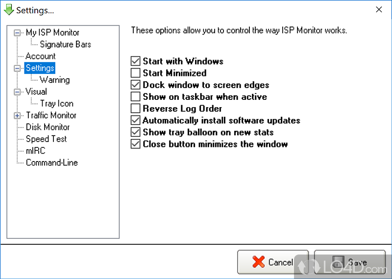 View bandwidth usage and speed - Screenshot of ISP Monitor