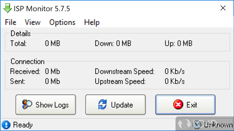 Check bandwidth usage and also display bandwidth stats as mentioned on providers website - Screenshot of ISP Monitor