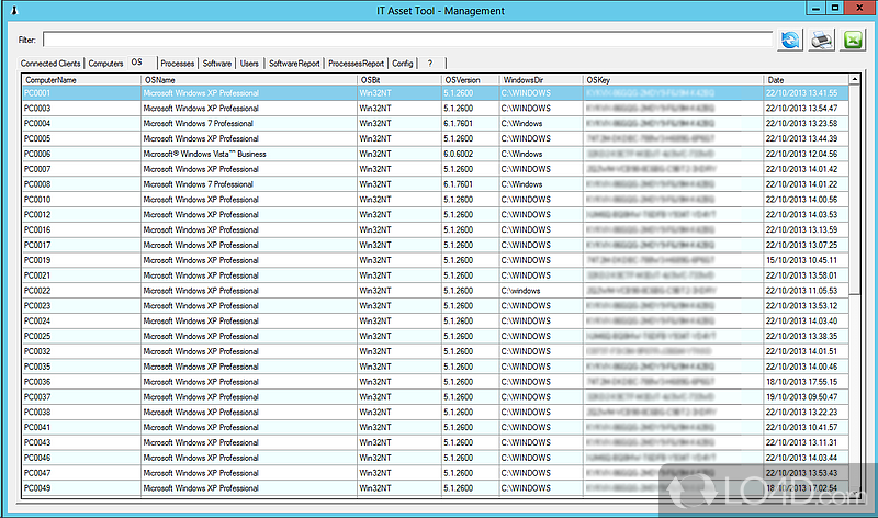 IT Asset Tool: User interface - Screenshot of IT Asset Tool