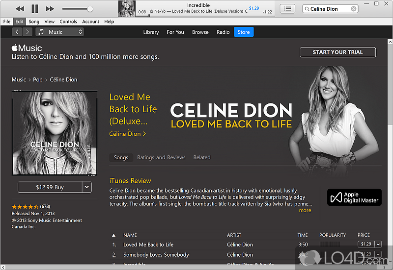 Free trial of Apple Music - Screenshot of iTunes