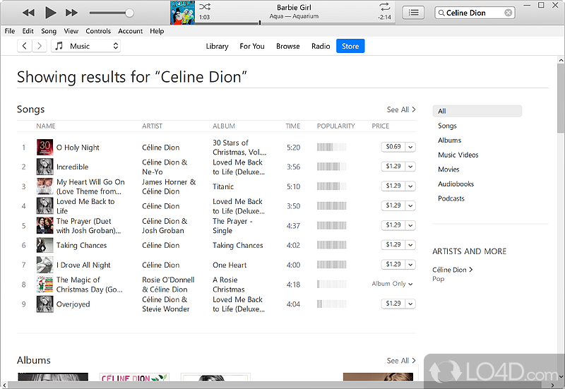 Organize by genre, artist, or album - Screenshot of iTunes