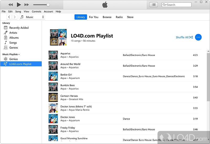 Enables you to manage contents such as music, movies, TV shows - Screenshot of iTunes