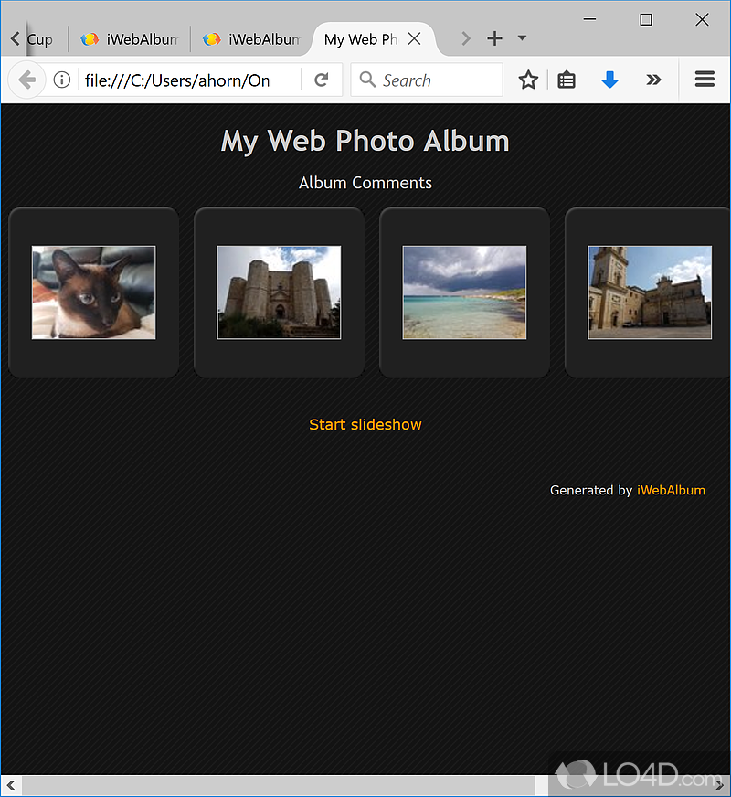 Free web photo album generator - Screenshot of iWebAlbum