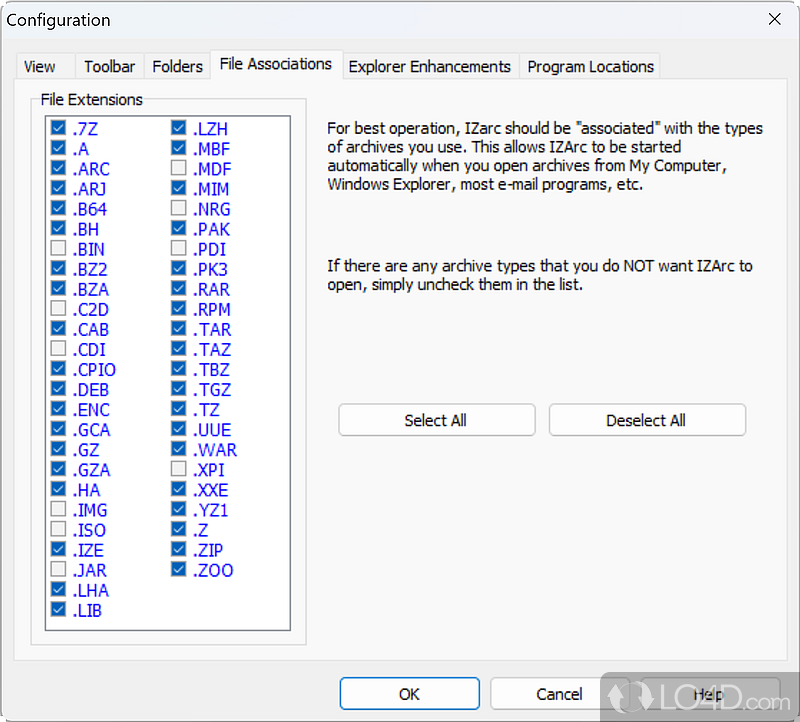 Free file compression program - Screenshot of IZArc