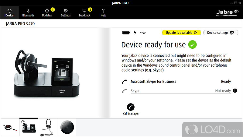 Manage and personalize softphones from Jabra over USB - Screenshot of Jabra Direct