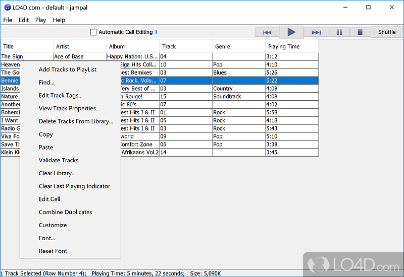 Media player, ID3 info editor and MP3 library - Screenshot of Jampal