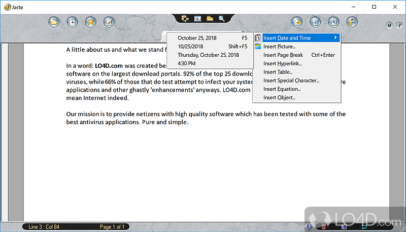 Tabbed word processor based on Microsoft WordPad's word processing engine - Screenshot of Jarte