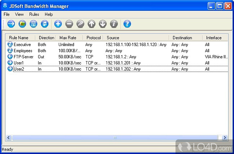 Bandwidth management tool with rich feature - Screenshot of JDSoft Bandwidth Manager