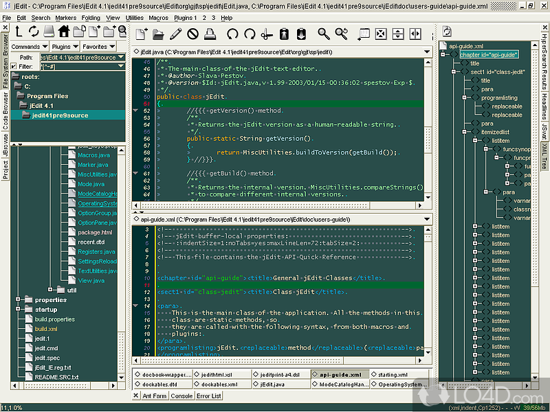 Particular appeal to those working with Java and XML - Screenshot of jEdit