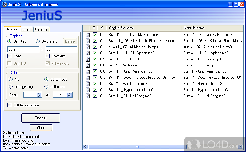 Manage and batch rename your files - Screenshot of JeniuS