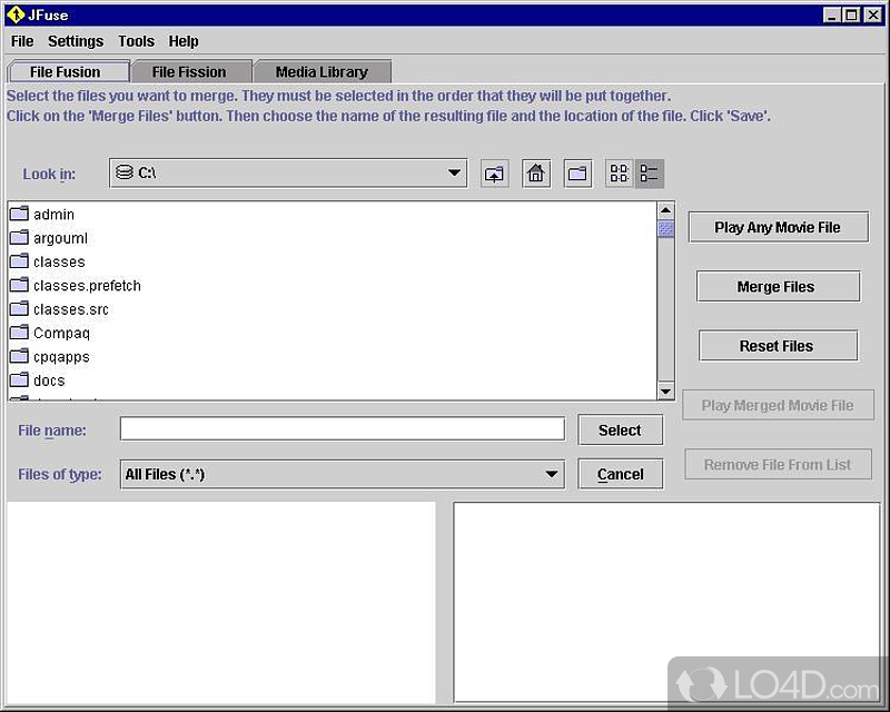 Jfuse: User interface - Screenshot of Jfuse