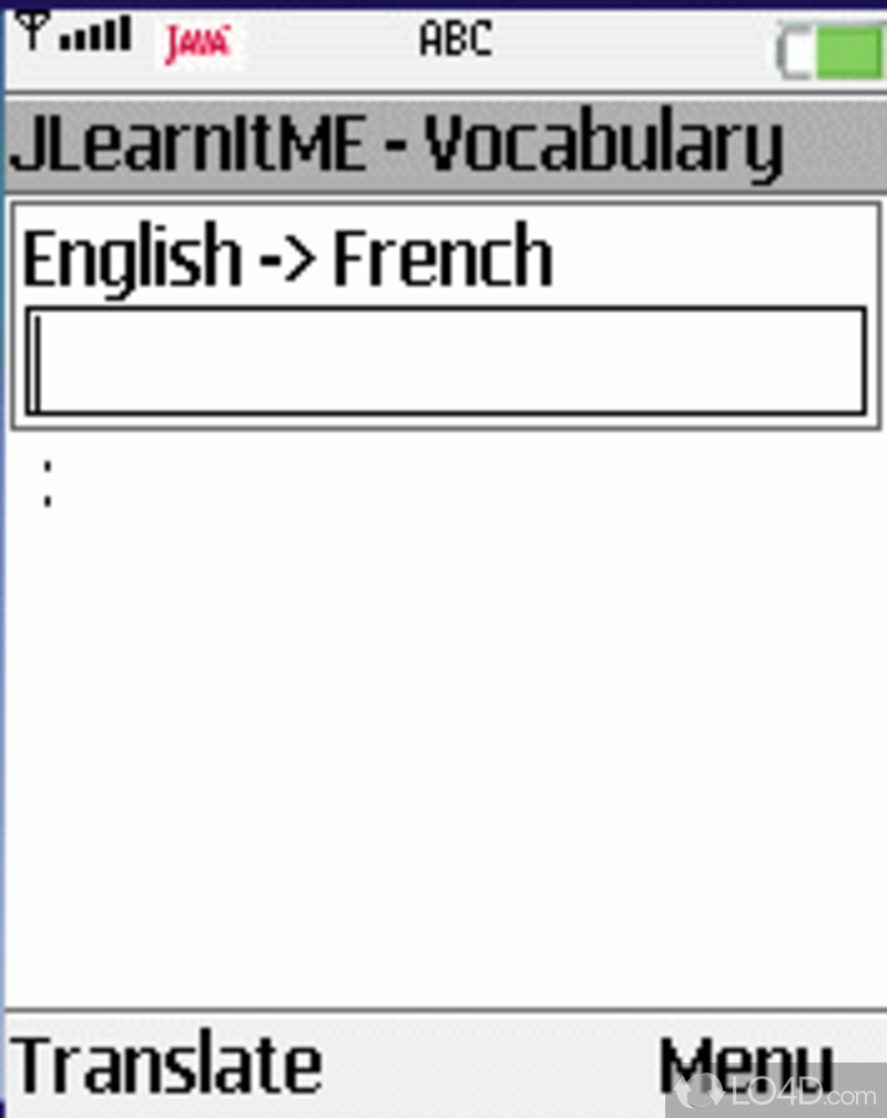JLearnItME: User interface - Screenshot of JLearnItME