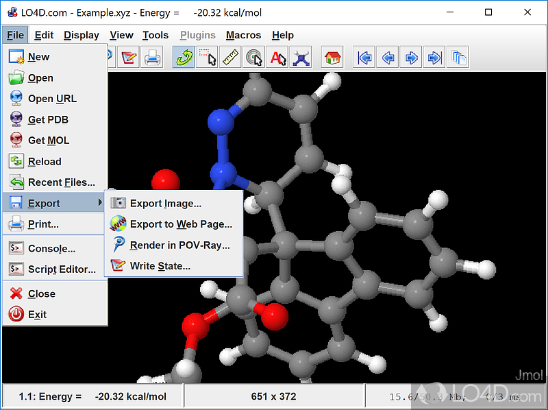 Advanced tool to represent chemical molecules in 3D - Screenshot of Jmol