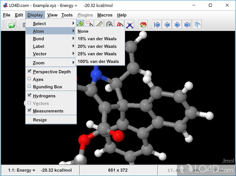 Molecule viewer for chemistry, biochemistry, physics - Screenshot of Jmol