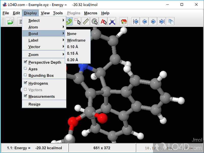 Jmol: User interface - Screenshot of Jmol