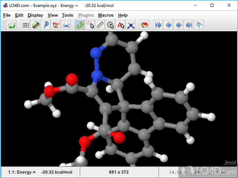 View and analyze chemical information in a 3D working environment - Screenshot of Jmol