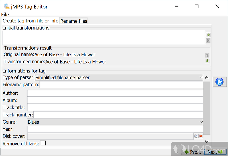jMP3 Tag Editor: User interface - Screenshot of jMP3 Tag Editor