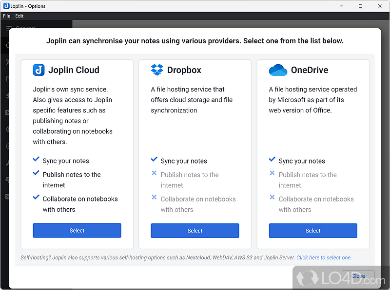 Joplin: User interface - Screenshot of Joplin