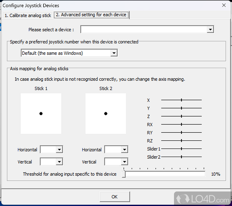 Allows you to use your joystick for games that don't come offer support for this type of controller - Screenshot of Joy2Key