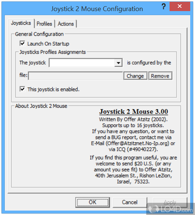 Map joystick buttons to mouse actions and use joystick as a mouse - Screenshot of Joystick 2 Mouse