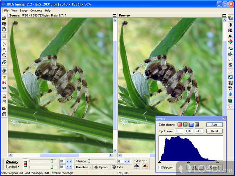JPEG Imager: User interface - Screenshot of JPEG Imager