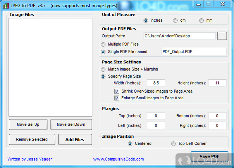 Convert image files (e - Screenshot of JPEG to PDF