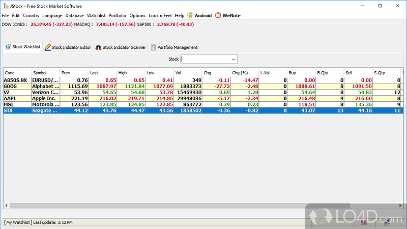 Software app that provides users with well-organized stock market information, so that establish the best investment strategy - Screenshot of JStock