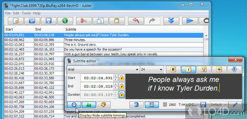 Create and test your subtitles - Screenshot of Jubler