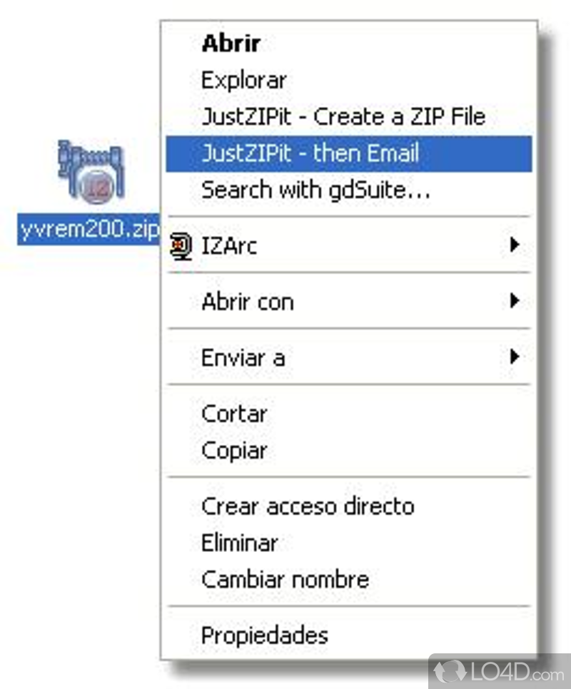 Fast and software solution designed to compress and decompress folders into ZIP format without the use of an interface - Screenshot of JustZIPit