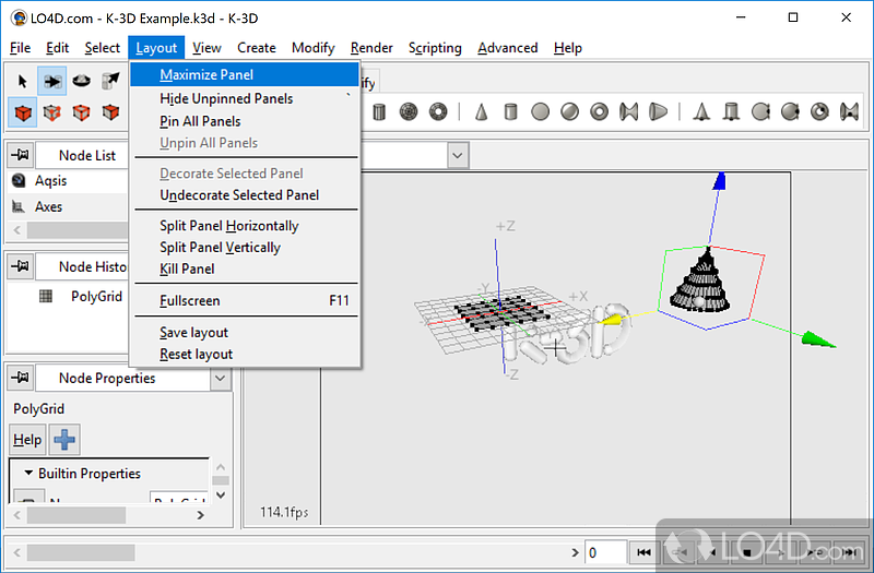 3D modelling and animation studio and renderer - Screenshot of K-3D