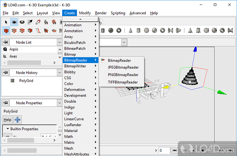 K-3D: User interface - Screenshot of K-3D