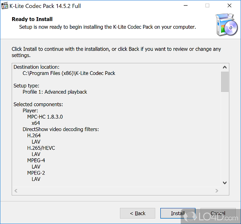 Important codecs to play any video and audio - Screenshot of K-Lite Codec Pack Standard
