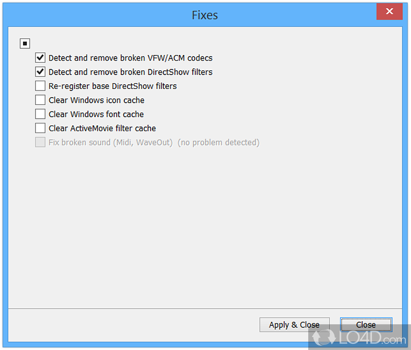 Fix errors and configure codecs correctly - Screenshot of K-Lite Codec Tweak Tool