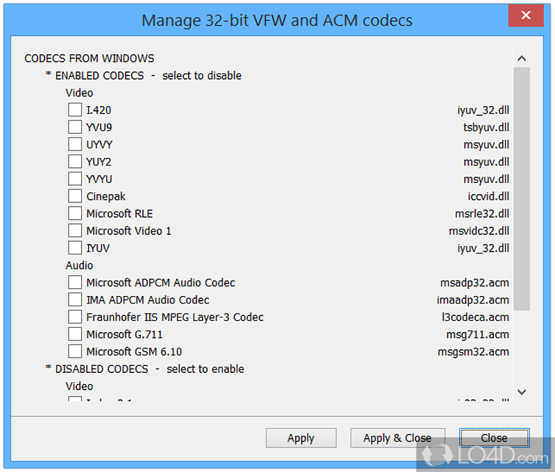 Backup and restore - Screenshot of K-Lite Codec Tweak Tool