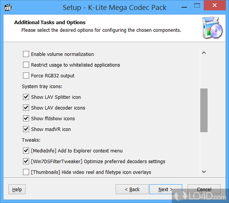 In-depth configuration options available - Screenshot of K-Lite Codec Pack Mega