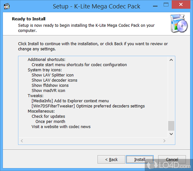 K-Lite Codec Pack Mega: User interface - Screenshot of K-Lite Codec Pack Mega