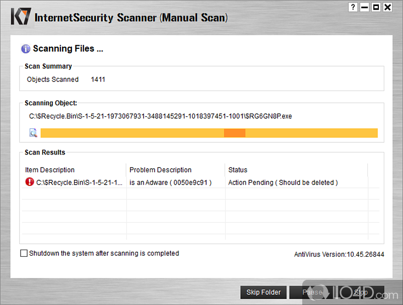 Eliminate malware, and restores the user system - Screenshot of K7 Total Security