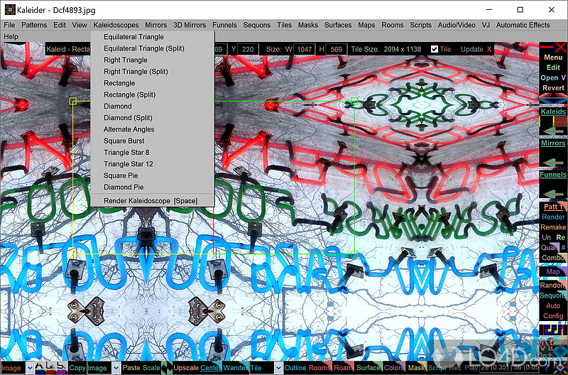 Create fantastic kaleidoscopic effects using your photos - Screenshot of Kaleider