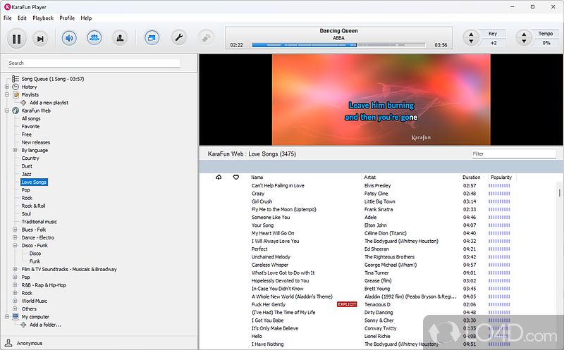 Visually appealing and easy to use - Screenshot of KaraFun Player