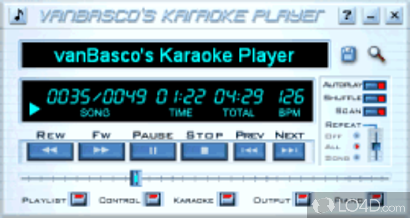 Karaoke Player: User interface - Screenshot of Karaoke Player