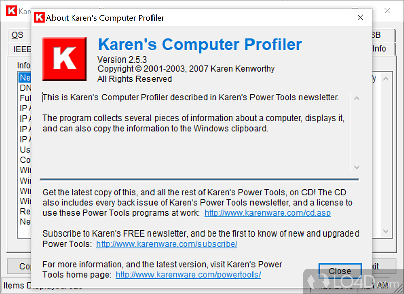 Karen's Computer Profiler screenshot