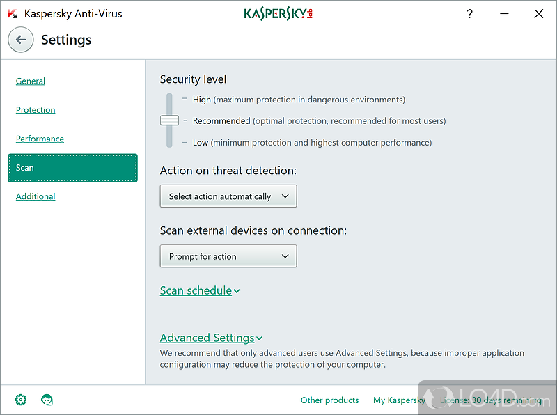 Real-time Protection - Screenshot of Kaspersky Antivirus
