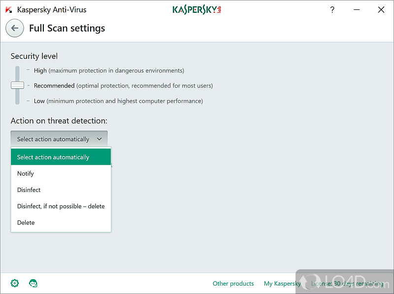 Proactive Detection - Screenshot of Kaspersky Antivirus