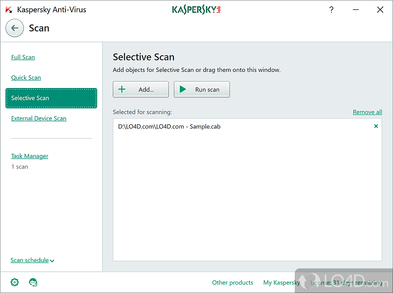 Extra security tools and settings - Screenshot of Kaspersky Antivirus